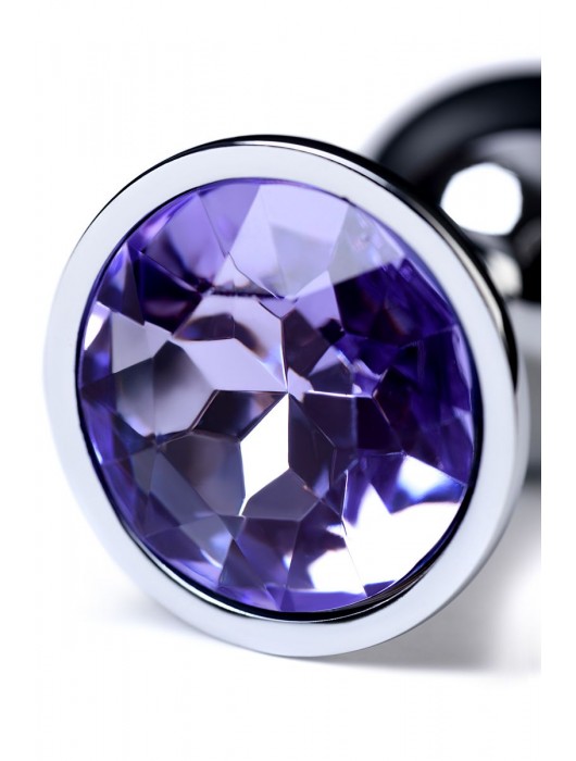 Серебристая конусовидная анальная пробка с фиолетовым кристаллом - 7 см. - ToyFa - купить с доставкой в Дзержинске