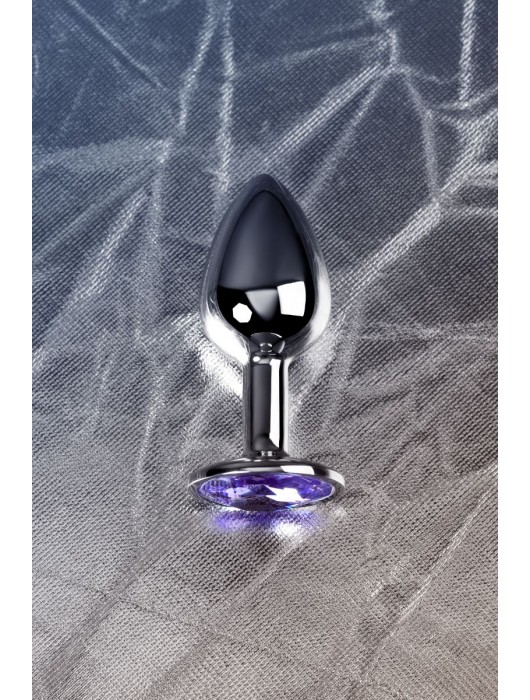Серебристая конусовидная анальная пробка с фиолетовым кристаллом - 7 см. - ToyFa - купить с доставкой в Дзержинске