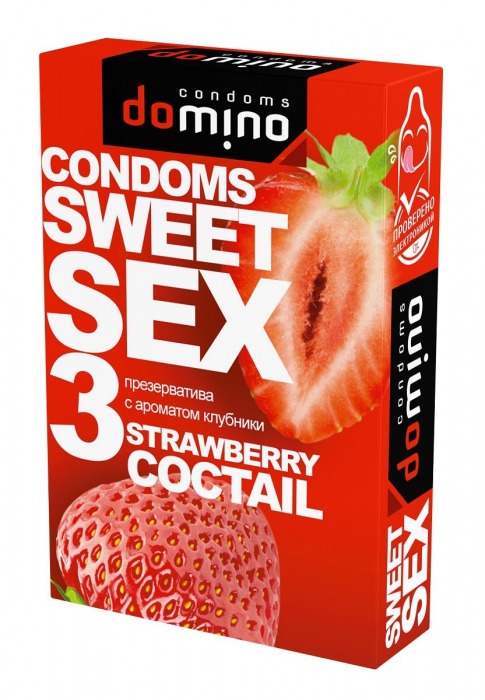 Презервативы для орального секса DOMINO Sweet Sex с ароматом клубничного коктейля  - 3 шт. - Domino - купить с доставкой в Дзержинске