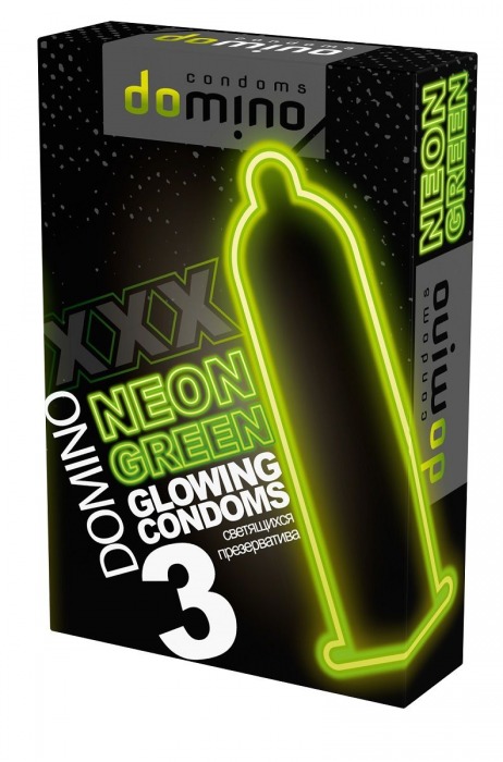 Презервативы DOMINO Neon Green со светящимся в темноте кончиком - 3 шт. - Domino - купить с доставкой в Дзержинске