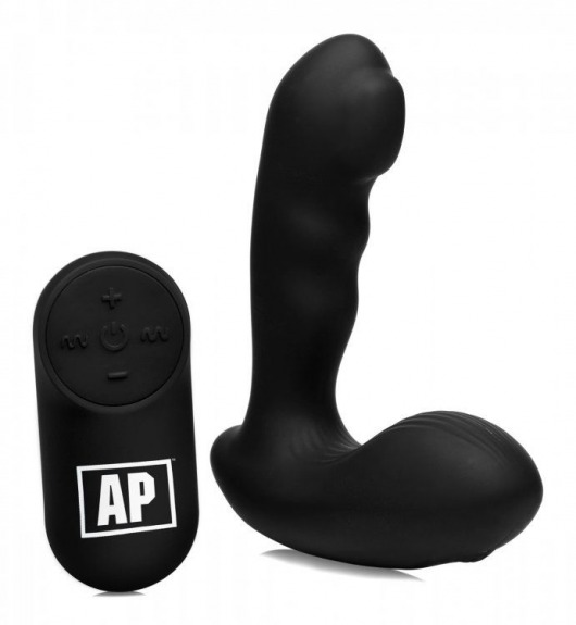 Черный стимулятор простаты Alpha-Pro 7X P-Milker Silicone Prostate Stimulator with Milking Bead - XR Brands - в Дзержинске купить с доставкой