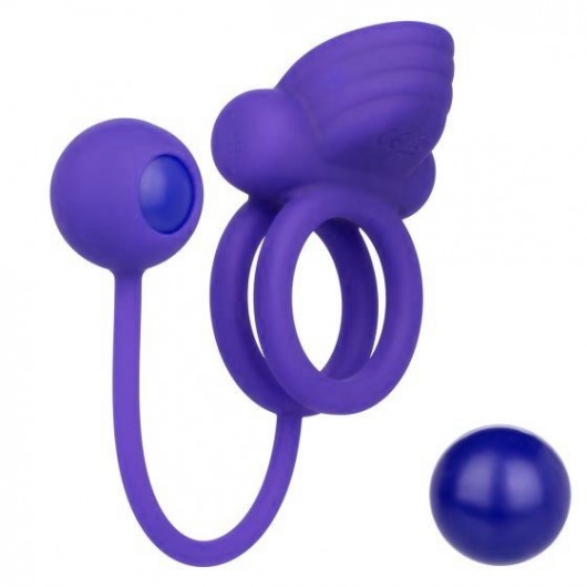 Фиолетовое эрекционное кольцо с утяжелителем Silicone Rechargeable Dual Rockin Rim Enhancer - California Exotic Novelties - в Дзержинске купить с доставкой