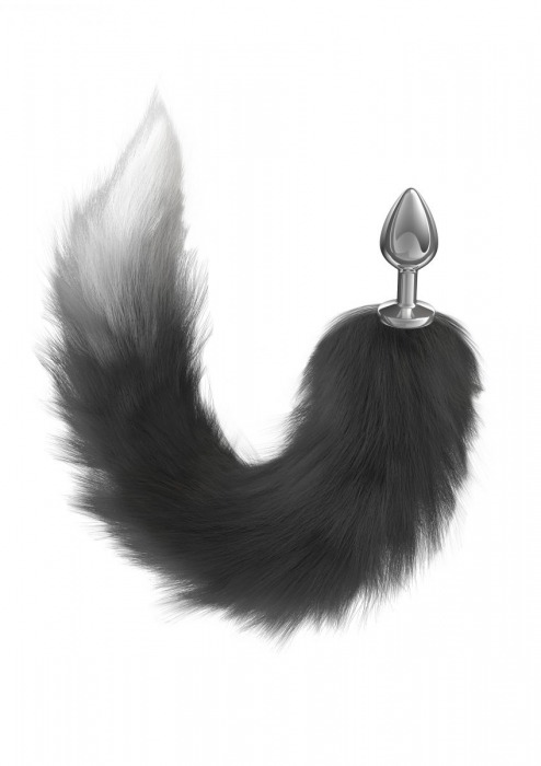 Серебристая анальная пробка с черным хвостом Galaxy - Lola Games - купить с доставкой в Дзержинске