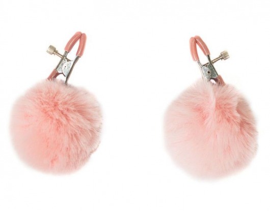 Зажимы на соски Angelic с розовыми меховыми шариками - Lola Games - купить с доставкой в Дзержинске