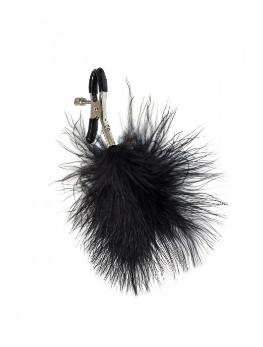 Зажимы на соски с черным пухом Euphoric - Lola Games - купить с доставкой в Дзержинске