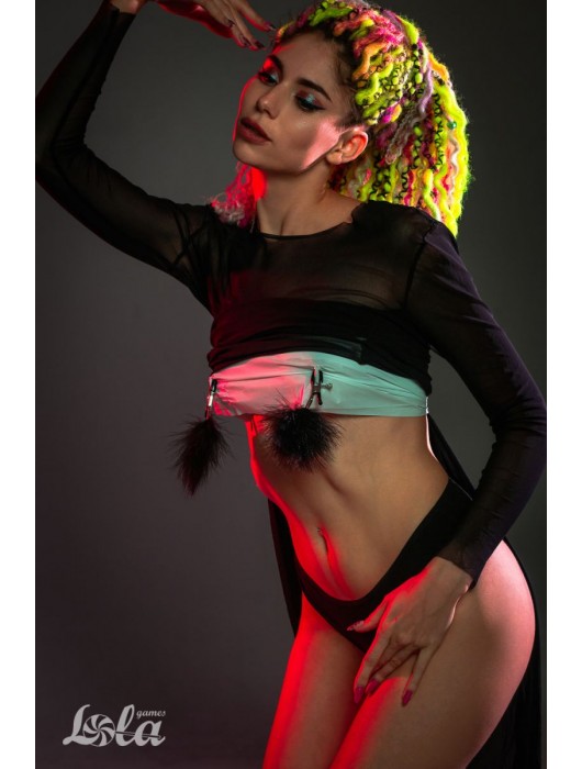 Зажимы на соски с черным пухом Euphoric - Lola Games - купить с доставкой в Дзержинске