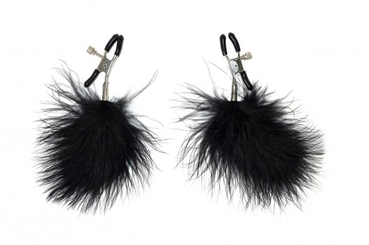 Зажимы на соски с черным пухом Euphoric - Lola Games - купить с доставкой в Дзержинске