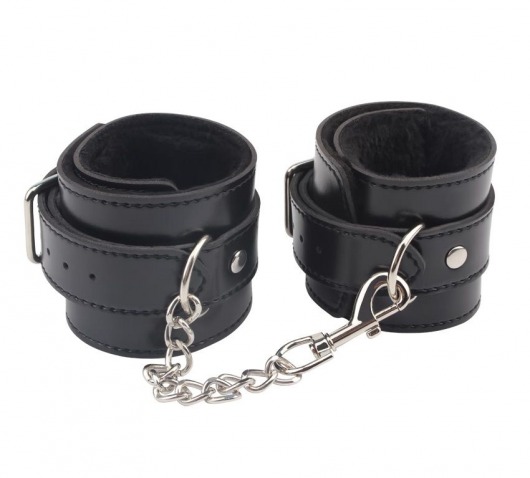 Черные оковы на ноги Obey Me Leather Ankle Cuffs - Chisa - купить с доставкой в Дзержинске