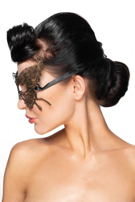 Золотистая карнавальная маска  Шаула - Джага-Джага купить с доставкой