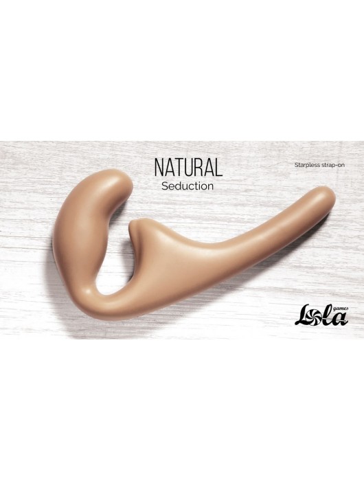 Бежевый безремневой страпон Seduction - 20,5 см. - Lola Games - купить с доставкой в Дзержинске
