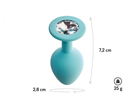 Аквамариновая анальная пробка с прозрачным кристаллом Gamma S - 7,2 см. - Le Frivole - купить с доставкой в Дзержинске