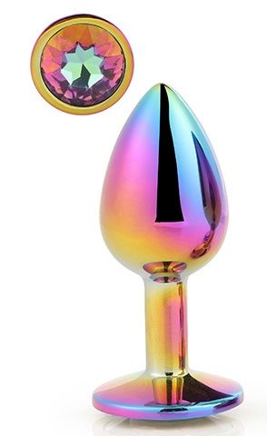 Голографическая анальная втулка с радужным кристаллом - 7,1 см. - Dream Toys - купить с доставкой в Дзержинске