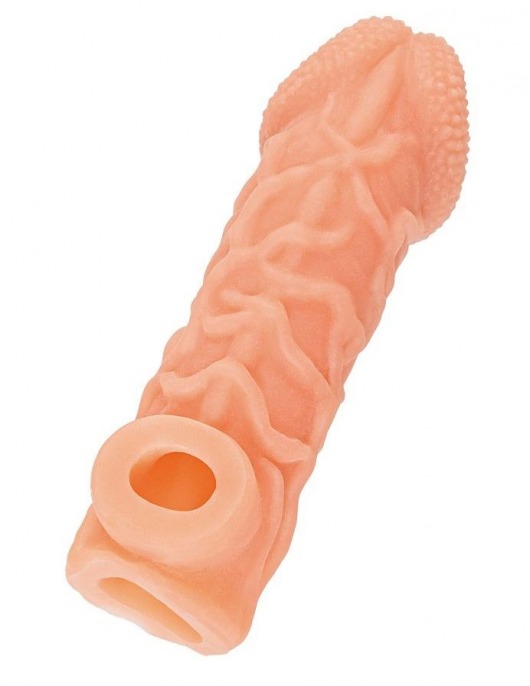 Телесная закрытая насадка с венками Cock Sleeve Size S - 13,8 см. - KOKOS - в Дзержинске купить с доставкой