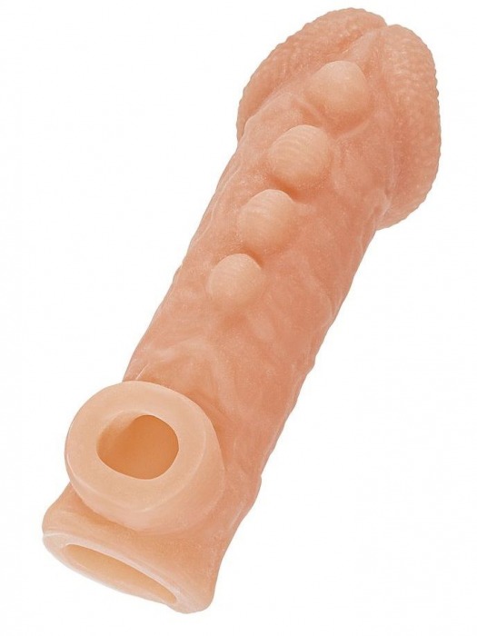 Телесная закрытая насадка с шишечками Cock Sleeve Size S - 13,8 см. - KOKOS - в Дзержинске купить с доставкой