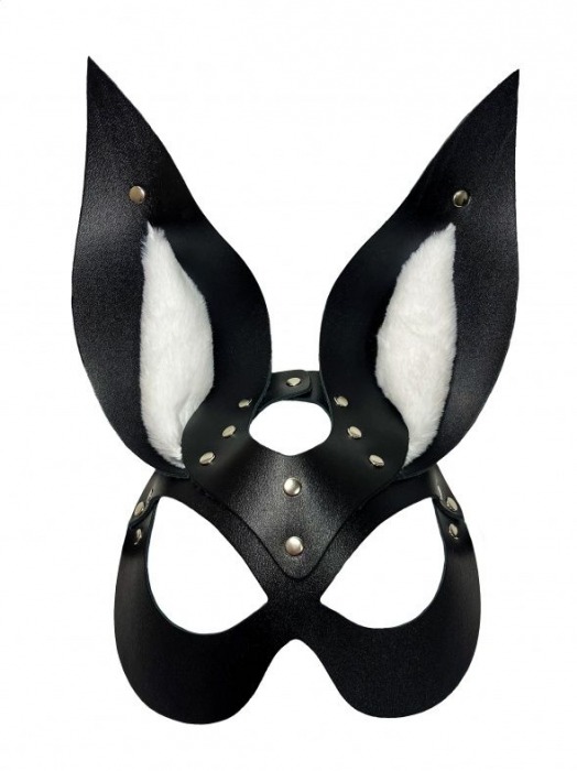 Черная маска зайки с белым мехом на ушках Miss Bunny - БДСМ Арсенал - купить с доставкой в Дзержинске