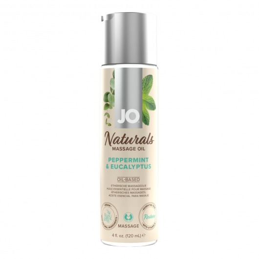 Массажное масло с ароматом перечной мяты и эвкалипта JO Naturals Peppermint   Eucalyptus - 120 мл. - System JO - купить с доставкой в Дзержинске