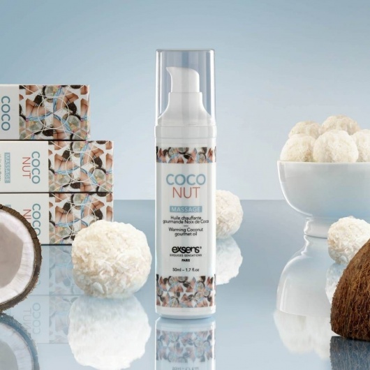 Разогревающее массажное масло с ароматом кокоса Gourmet Coconut - 50 мл. - Exsens - купить с доставкой в Дзержинске