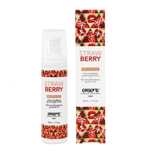 Разогревающее массажное масло  с ароматом клубники Gourmet Strawberry - 50 мл. - Exsens - купить с доставкой в Дзержинске
