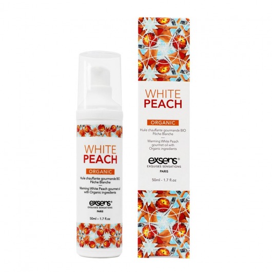 Разогревающее массажное масло Gourmet White Peach Organic с органическими ингредиентами - 50 мл. - Exsens - купить с доставкой в Дзержинске