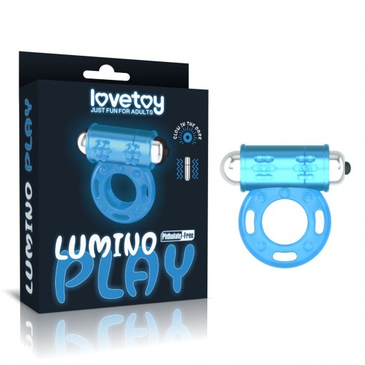 Голубое, светящееся в темноте эрекционное виброкольцо Lumino Play Vibrating Penis Ring - Lovetoy - в Дзержинске купить с доставкой