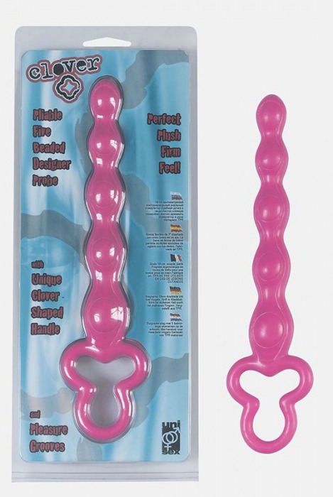 Розовая анальная цепочка Clover Anal Rod - 18 см. - Seven Creations