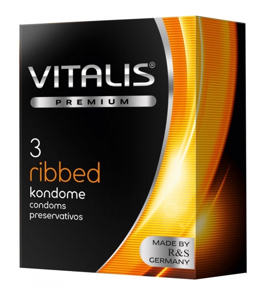 Ребристые презервативы VITALIS PREMIUM ribbed - 3 шт. - Vitalis - купить с доставкой в Дзержинске