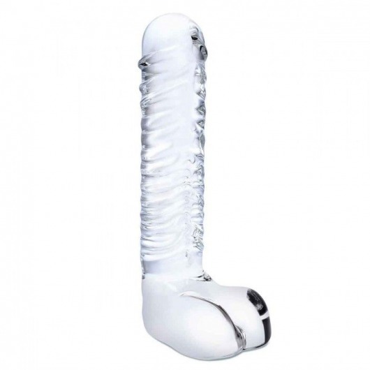 Прозрачный фаллоимитатор 8  Realistic Ribbed Glass Dildo - 20,3 см. - Glas