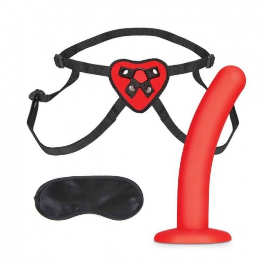 Красный поясной фаллоимитатор Red Heart Strap on Harness   5in Dildo Set - 12,25 см. - Lux Fetish - купить с доставкой в Дзержинске