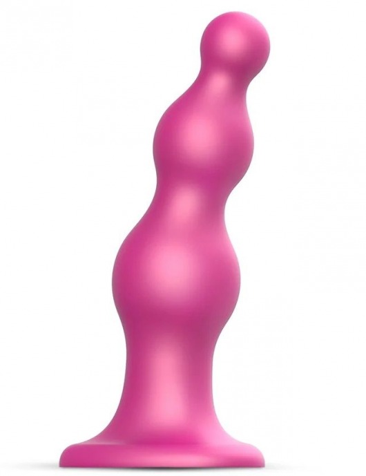 Розовая насадка Strap-On-Me Dildo Plug Beads size L - Strap-on-me - купить с доставкой в Дзержинске