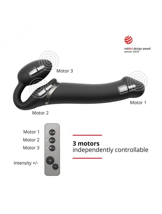 Черный безремневой вибрострапон Silicone Bendable Strap-On - size XL - Strap-on-me - купить с доставкой в Дзержинске