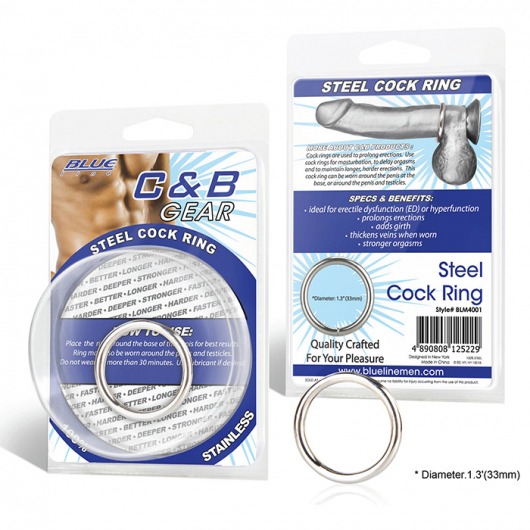 Стальное эрекционное кольцо STEEL COCK RING - 3.5 см. - BlueLine - в Дзержинске купить с доставкой