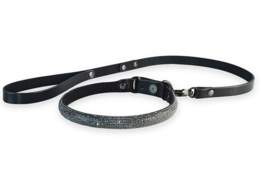 Эффектный сверкающий ошейник с поводком  Гламур - Sitabella - купить с доставкой в Дзержинске