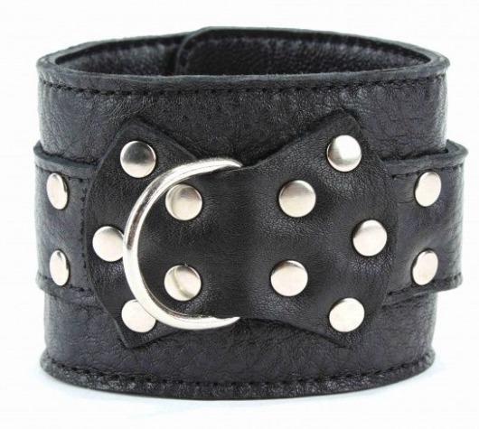 Чёрные наручники  из кожи с пряжкой - БДСМ Арсенал - купить с доставкой в Дзержинске