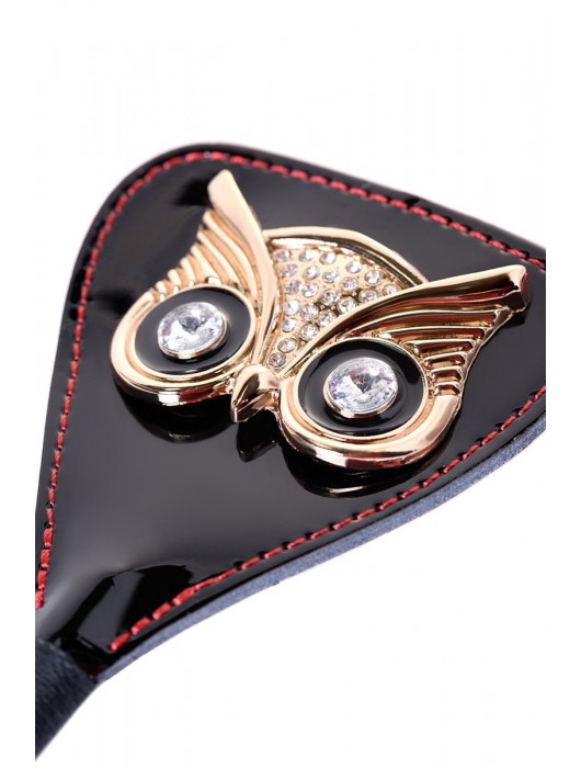 Чёрный стек с совой на кожаном наконечнике - 24 см. - ToyFa - купить с доставкой в Дзержинске