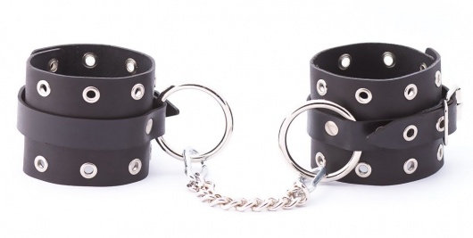 Черные кожаные оковы с люверсами - Crazy Handmade - купить с доставкой в Дзержинске