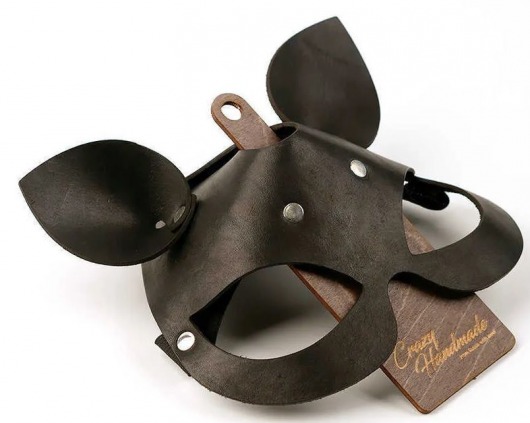 Черная кожаная маска  Кошка  с маленькими ушками - Crazy Handmade - купить с доставкой в Дзержинске