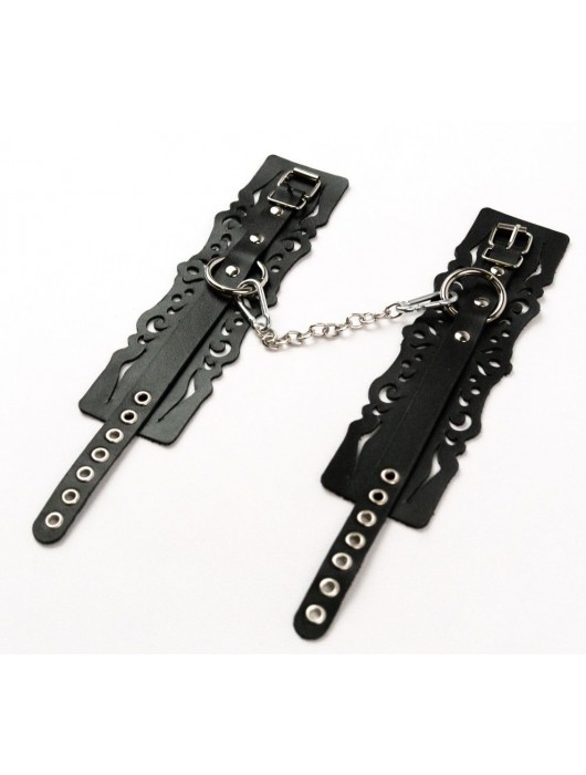 Узорчатые кожаные оковы с регулируемыми ремешками - Crazy Handmade - купить с доставкой в Дзержинске