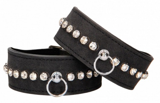 Черные поножи Diamond Studded Ankle Cuffs - Shots Media BV - купить с доставкой в Дзержинске