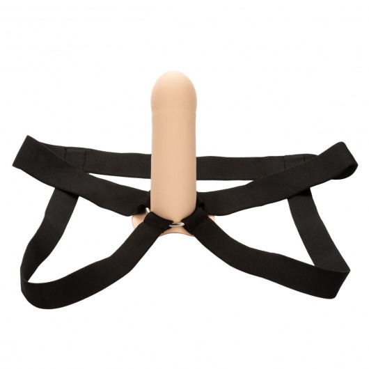 Телесный фаллопротез из силикона Extension with Harness - 15,75 см. - California Exotic Novelties - купить с доставкой в Дзержинске