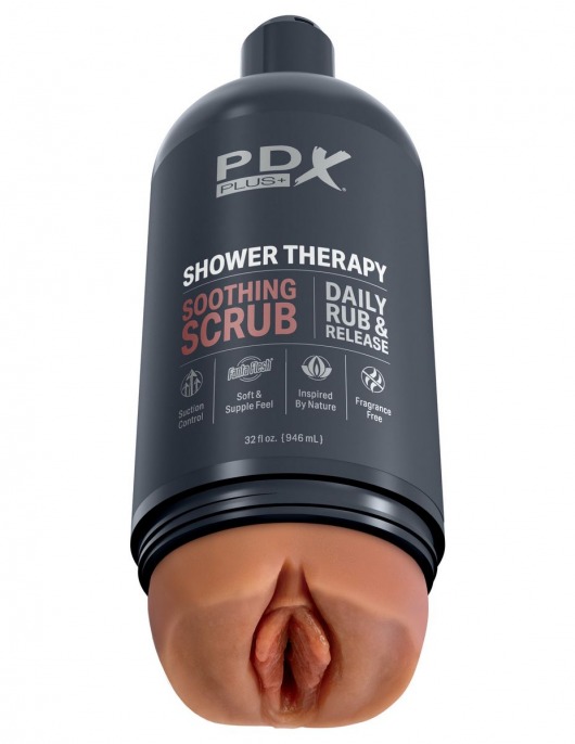 Мастурбатор-вагина цвета карамели Shower Therapy Soothing Scrub - Pipedream - в Дзержинске купить с доставкой