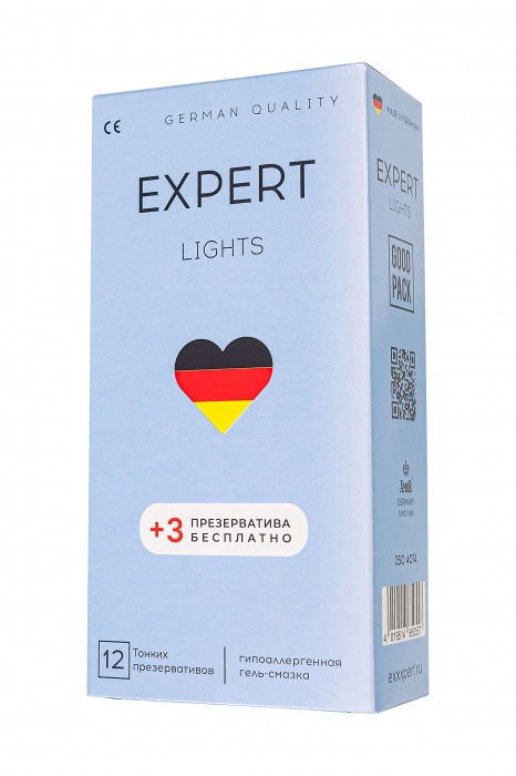 Ультратонкие презервативы EXPERT Lights - 12 шт.(+3 в подарок) - Expert - купить с доставкой в Дзержинске