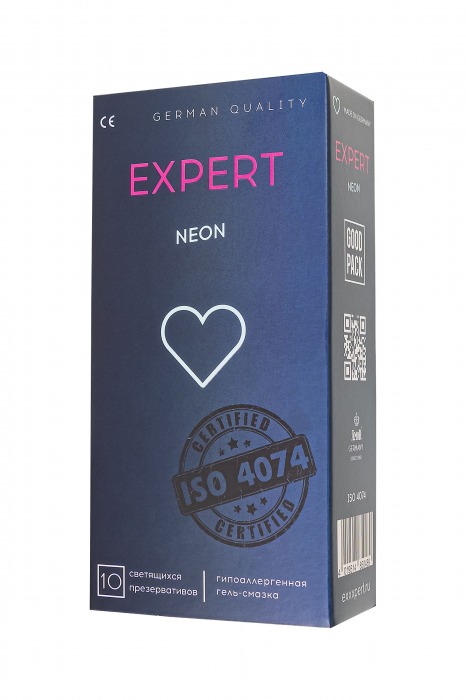 Светящиеся в темноте презервативы EXPERT Neon - 10 шт. - Expert - купить с доставкой в Дзержинске