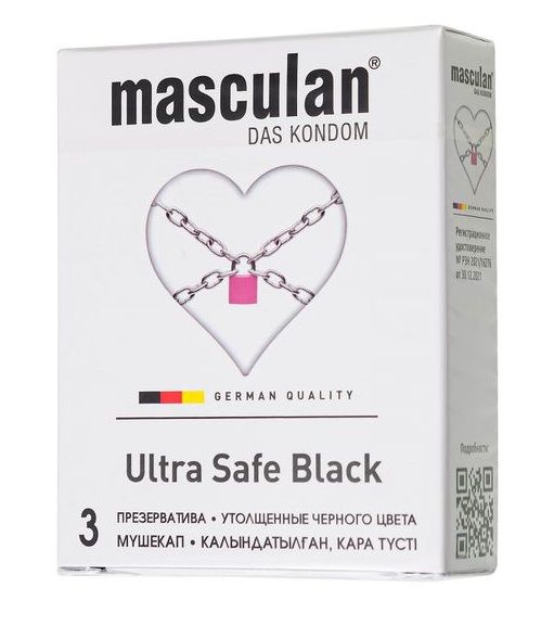 Ультрапрочные презервативы Masculan Ultra Safe Black - 3 шт. - Masculan - купить с доставкой в Дзержинске