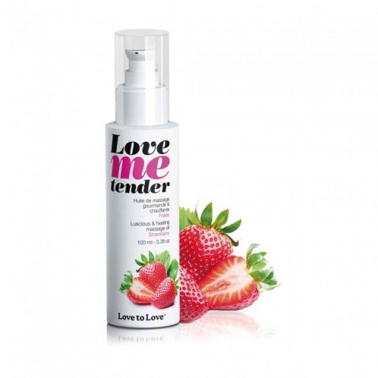 Съедобное согревающее массажное масло Love Me Tender Strawberry с ароматом клубники - 100 мл. - Love to Love - купить с доставкой в Дзержинске