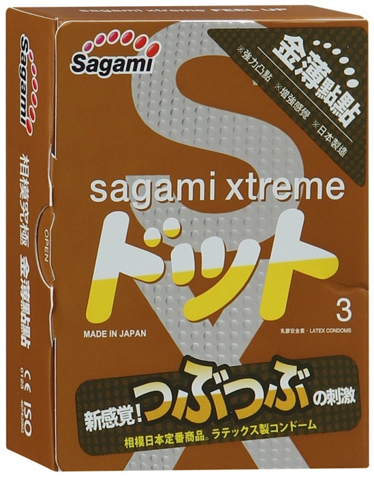 Презервативы Sagami Xtreme FEEL UP с точечной текстурой и линиями прилегания - 3 шт. - Sagami - купить с доставкой в Дзержинске