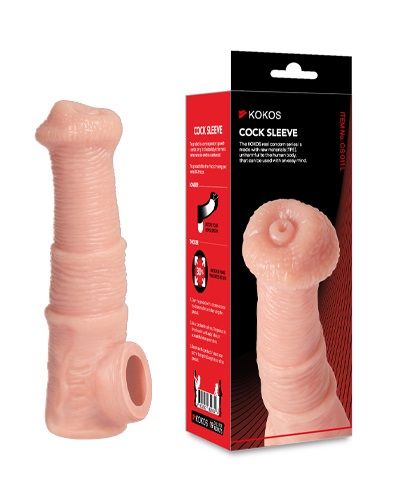 Телесная фантазийная насадка на член Cock Sleeve Size M - KOKOS - в Дзержинске купить с доставкой