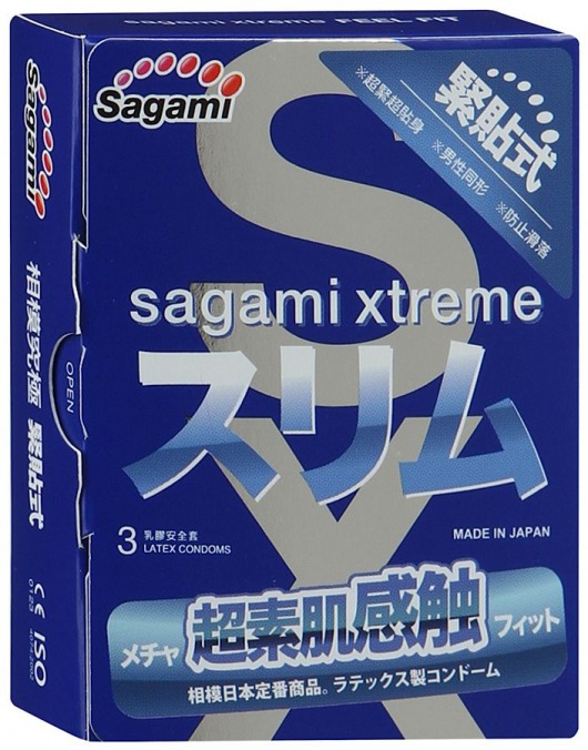 Розовые презервативы Sagami Xtreme FEEL FIT 3D - 3 шт. - Sagami - купить с доставкой в Дзержинске