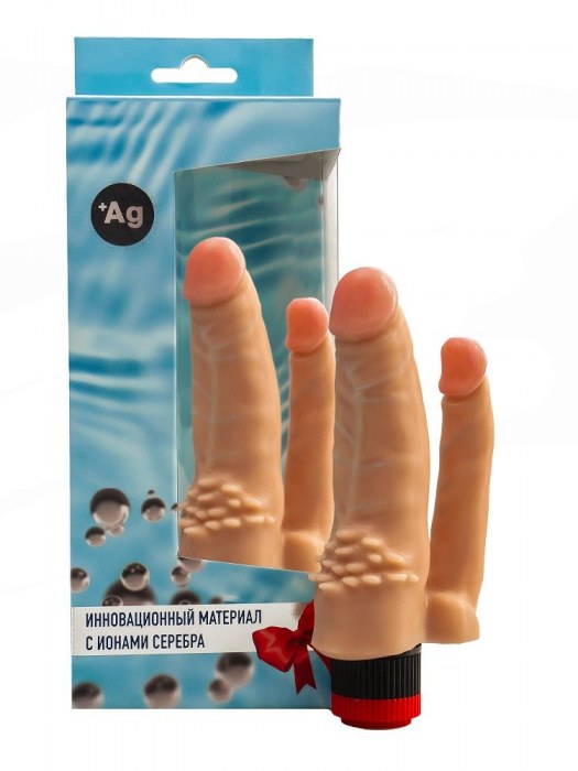 Телесный анально-вагинальный вибромассажер №11 с ионами серебра - 15,5 см. - Джага-Джага