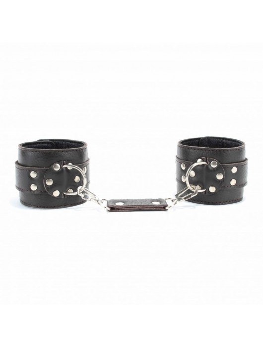 Коричневые оковы из мягкой кожи на металлической цепочке - БДСМ Арсенал - купить с доставкой в Дзержинске