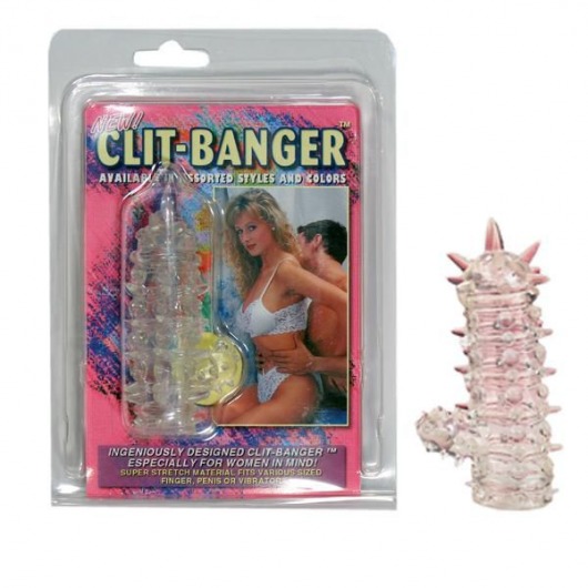 Прозрачная насадка с шипами и клиторальной шишечкой CLIT-BANGER SLEEVE IN CLEAR - Tonga - в Дзержинске купить с доставкой